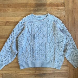 Lowry Farm Gray Taupe Cable Knit sweater fits like M